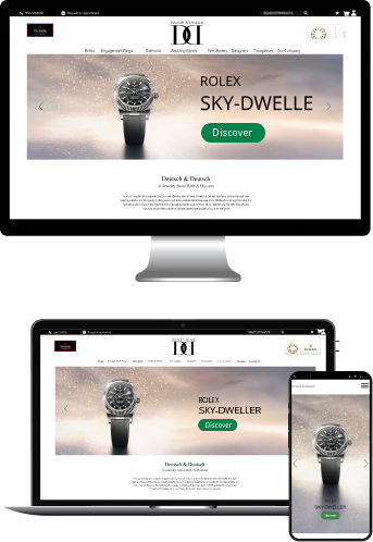 Jewelry Store Website Design on Multiple Devices: laptop, tablet, and smartphone